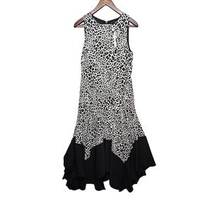 White House Black Market Leopard‎ Print Scarf Hem Soft Dress Size 8